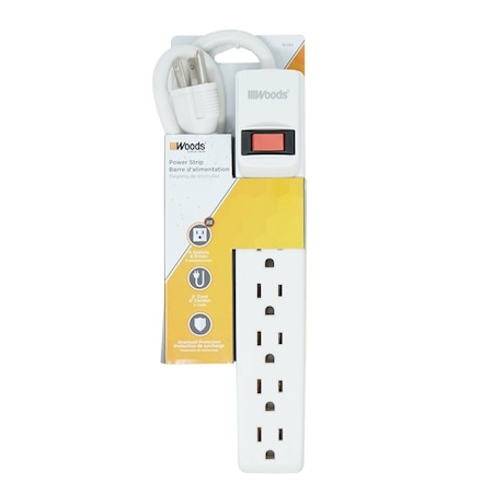 Southwire Power Strip, 6 Outlet(s) 2 ft., White 41366